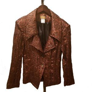 Seandara Bronze Brown Jacket with Embroidery Design Size Medium
